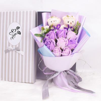 China Promotion & New Gifts Valentine's Day Gift Stuffed Lover Cute Teddy Bear Plush Toy Handmade Soft Bouquet Teddy Bear Flower Bouquet For for sale