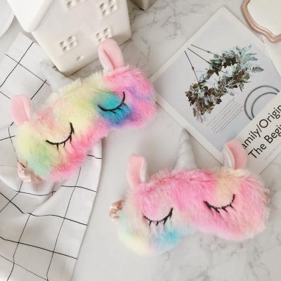 China Wholesale Cozy Custom Design Unicorn Bunny Travel Plush Girl Eye Mask Bedding Set for sale