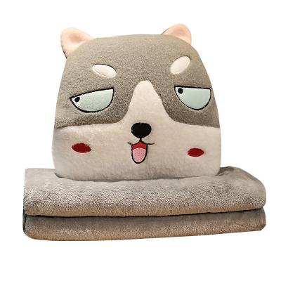 China PORTABLE Custom Animal Pillow Blanket Napping Cartoon Doll Soft Blanket for sale