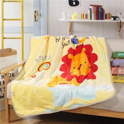 China Factory Direct PORTABLE Double Layer Cartoon Animal Blanket Embossed Baby Blanket for sale