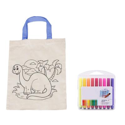 China Coloring Cotton Canvas Tote Bag For Kids DIY Drawing OEM Accepted for sale