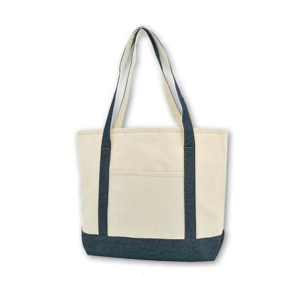 China Plain Cotton Canvas Bag With Outside Pockets Customized Logo Accepted for sale