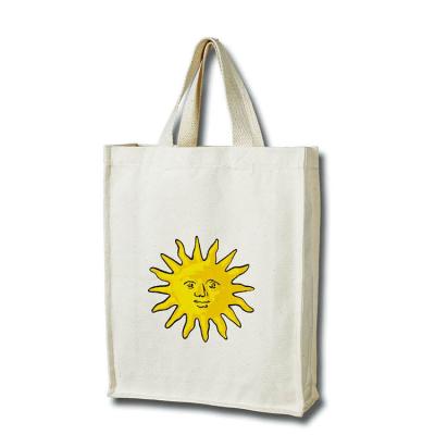 China Reusable Shopping Canvas Tote Bag Eco Friendly Customized Logo With Gusset for sale