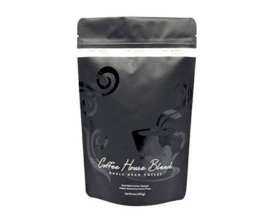 China Black Stand Up Coffee Packaging Bags Matte Finish 8oz / 16oz With Valve for sale