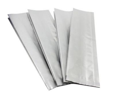 China Stock Plain Silver Aluminum Foil Gusseted Coffee Bags , Resealable Food Pouches for sale