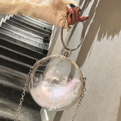 China PVC Women Circle Purse Messenger Bag Acrylic Chain Clear Cross - Body Bags Round Totes Money Purse Phone Key Bags for sale