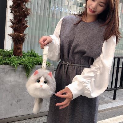 China 2020 high quality handwork high quality party gradient simulation cat shoulder bag fashion purses silver creative birthday gift for handbag for sale