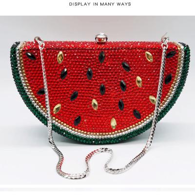 China Iron Watermelon Slice Women's Crystal Clutch Evening Minaudiere Bags Party Cocktail Loads Diamond Purses and Handbags for sale