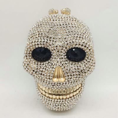 China Wholesales Ladies Polyester Crystal Rhinestone Clutch Evening Bag Luxury For Formal Party Diamond Skull Minaudiere Purse Dress Bag for sale