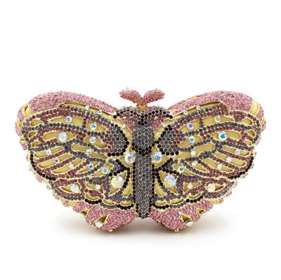 China Wholesale High Quality European Women Luxury Rhinestone Bag Party Polyester Butterfly Evening Crystal Clutch Bag for sale