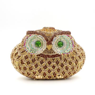 China Luxury Handmade Women Clutch Bags Diamond Shape Owl Purse Evening Prom Rhinestone Crystal Animal Cross - body bagHot sale products for sale