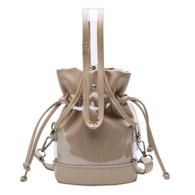 China 2020 Makeup PU PVC Bucket Bag Handbags Simple Casual Shoulder Bag Cross Cute Clear Bag Large Capacity for sale