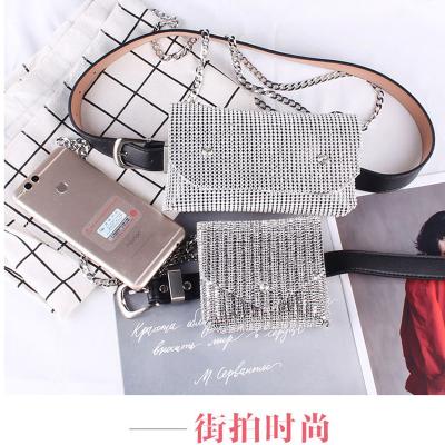 China Full Polyester Removable Diamond Waist Belt Bag Small Envelope Bag For Woman 2020 New Tender for sale