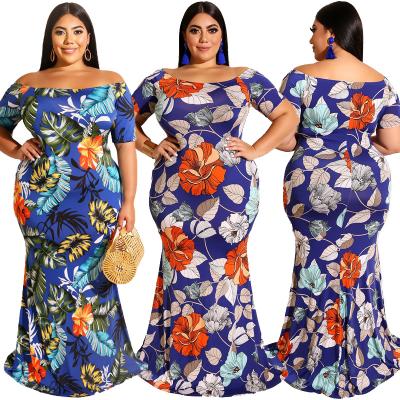 China Plus size dress for women summer dresses classy fat women clother print graffitti graffitti women plus dress for sale