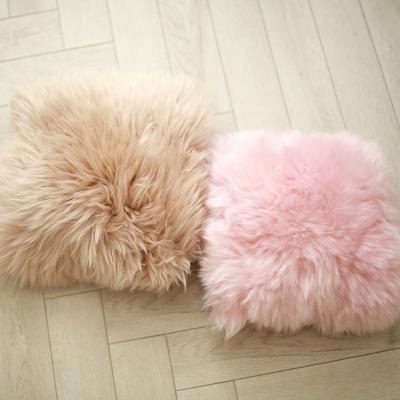 China Square Fur Sheepskin Sheepskin Pillow Case Decorative Colorful Furry Decorative Cushion Cover For Living Room Sofa for sale