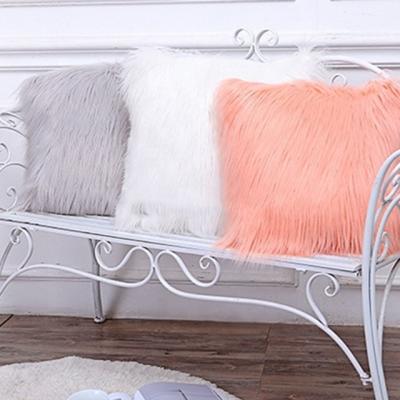 China Decorate Long Pink Faux Fur Office Living Room Pillow Sofa Sofa White Gray Tile Cushion for sale