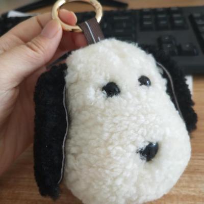 China Cute Fluffy Real Wool Material Puppy Pattern Fashion Fur Pendant Hanging Key Chain For Bags Or Decoration for sale