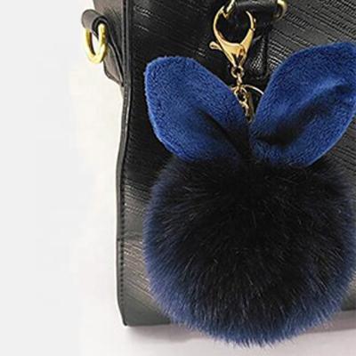 China Hot High Quality Fluffy Faux Rabbit Fur Ball Fluffy Plush Key Chain for sale