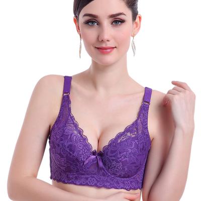 China European American thin breathable without pad lace sexy underwear sets women's underwire bra plus size deep V bra for sale