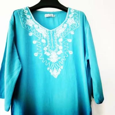 China QUICK DRY Ladies Cotton Pure Arabic Digital Embroidered Nightgown Long Loose Pajamas for sale