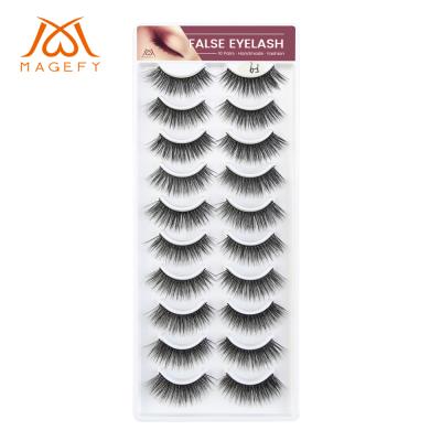 China MAGEFY Natural Long False Eyelashes False Mink False Eyelashes Custom Reusable Long Sets for sale