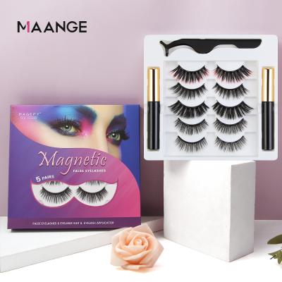 China MAGEFY's Premium Long Natural Mink Magnetic Eyelashes With Eyeliner 5 Pairs Color Mixed Magnetic Eyelash Kit Dropshipping for sale