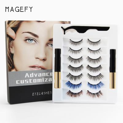 China MAGEFY Long Natural 3d Mink False Eyelashes Magnetic Eyelash Eyeliner Set Color Wholesale Russian Eyelashes for sale