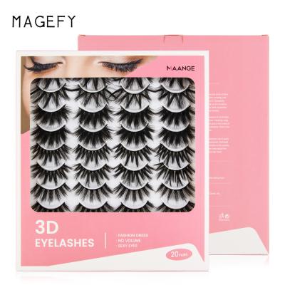 China Magefy 3d mink natural long eyelashes book full lashes wholesale good quality strip lashes custom box packing for sale