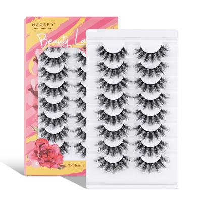 China Magefy Natural Soft Long Strip Mink Eyelashes Bulk Vegan Silk False Eyelashes for sale