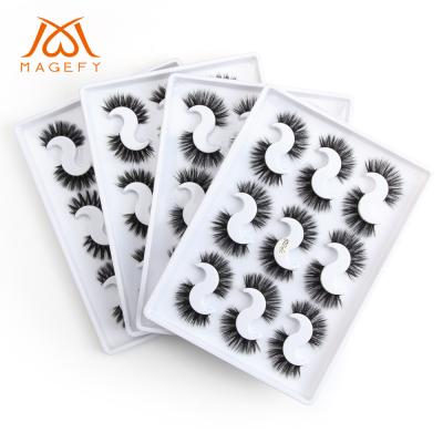 China MAGEFY Long Natural 5D Mink Eyelashes Vendor Wholesale Custom 25MM Mink Strip Fluffy Eyelashes for sale