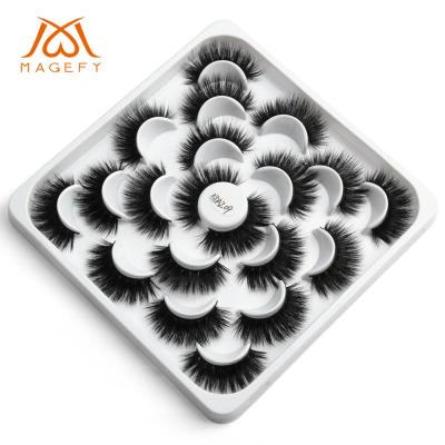 China MAGEFY 5D False Eyelashes Long Natural Custom 25MM Fluffy False Eyelashes Wholesale 3D 5D Mink Fluffy Eyelashes for sale