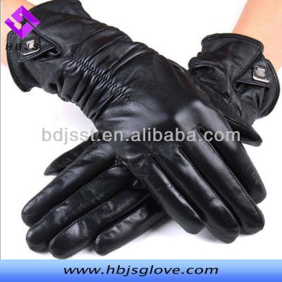 China Simple Women Black Long Tight Leather Gloves Patterns for sale