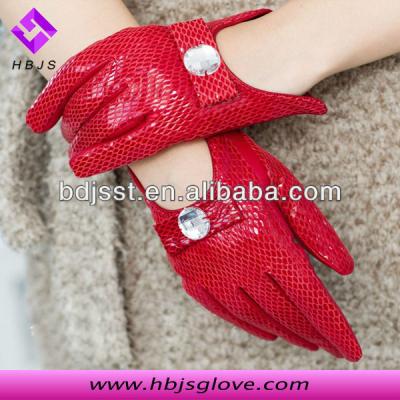 China Plain Silk Lined Red Leather Gloves For Lady Sexy Party Leather Gloves for sale