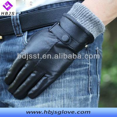 China Simple Custom Logo Mens Leather Gloves Black for sale