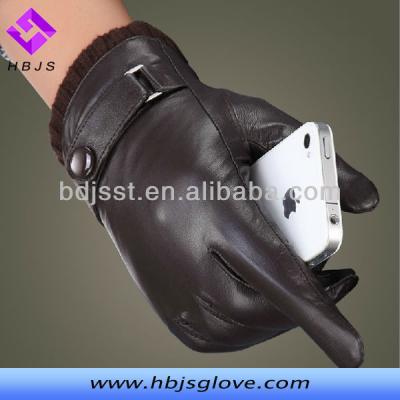 China Sheepskin Leather Gloves Simple Style Classic Black Men New Trim Leather Gloves For Touch Screen Real Leather Gloves Wholesale for sale