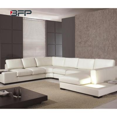 China High Quality Adjustable One Stop BFP Mid Thick Leather Sofa Set Corner Sofa Bed (Other) With Lamp Living Room Sofas Set Furniture for sale