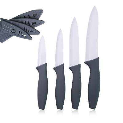 China Sustainable Kitchen 4 Pieces Kitchen Knife Set With Handle Set Gift Box Plastic Stick Non Coating Ceramic Knife for sale