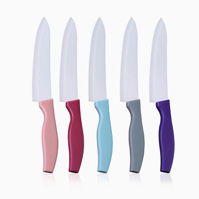 China High Quality Viable Coating Professional Ceramic Kitchen Knives 5pcs White Chef Knife Set With Plastic Handle for sale