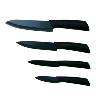 China Durable 4pcs Black Color Blade Satin Finish ABS Handle Ceramic Knife Set for sale