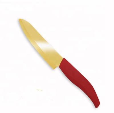 China Ceramic Chef Knife Set 6 Inch Soft Touch Gold Mirror Handle Viable Plastic Blade Rose for sale