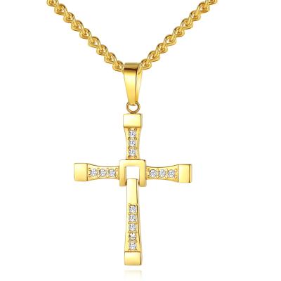 China 2022 Hiphop Hot Selling Necklace Diamonds Necklace Jewelry Stainless Steel Cross Necklace for sale