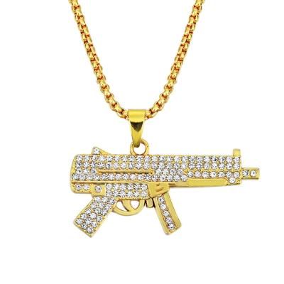 China Hiphop the necklace of the new European and American diamond hip cheap hop accessories unisex submachine gun pendant men for sale