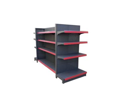 China Supermarket Rack Shelving Metal Gondola Double-Sided Display Double-Sided and Single Side Shelf for sale