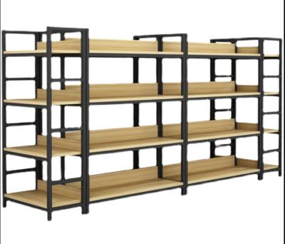 China Promotion Customized Retail Wood Shelf Supermarket Equipment Shelf Storage Grocery Display Rack for sale