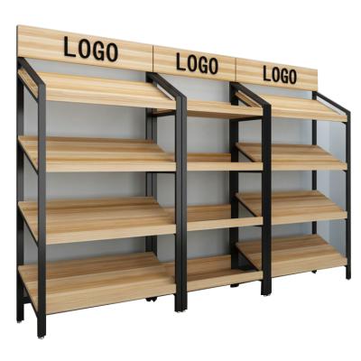 China Supermarket Shelf Promotion Customized Wooden Display Rack Can Hold Fruits And Vegetables for sale