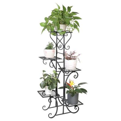 China Classic Metal 5-Tier Iron Plant Display Stand Novelty Iron Flower Floor Rack Modern Home Decoration Classic 5-Tier Floral Rack for sale