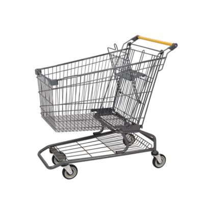 China Euro Unfolding Shopping Trolley Metal Supermarket Shopping Trolley Grocery Wire Trolley for sale