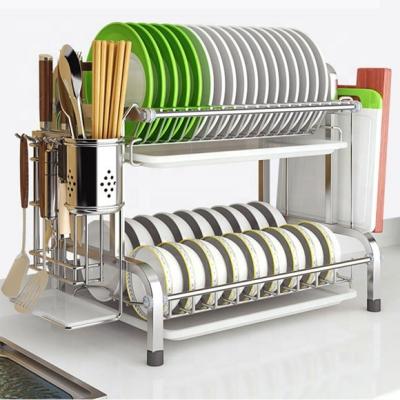 China Kitchen Viable Dish Racks Stainless Steel Storage Racks Dish Rack Dish Rack 2 Layer Dish Drying Rack for sale