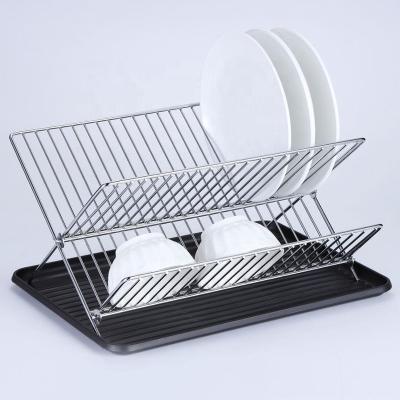 China Viable X-Shaped Foldable Chrome Metal Kitchen Draining Dish Rack for sale