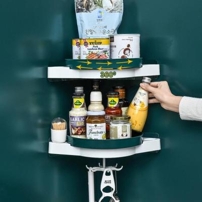 China Wholesale Viable 360 ​​Degree Rotating Kitchen Bathroom Wall Storage Shelf Rack Corner Basket Rack Hanging Organizer for sale